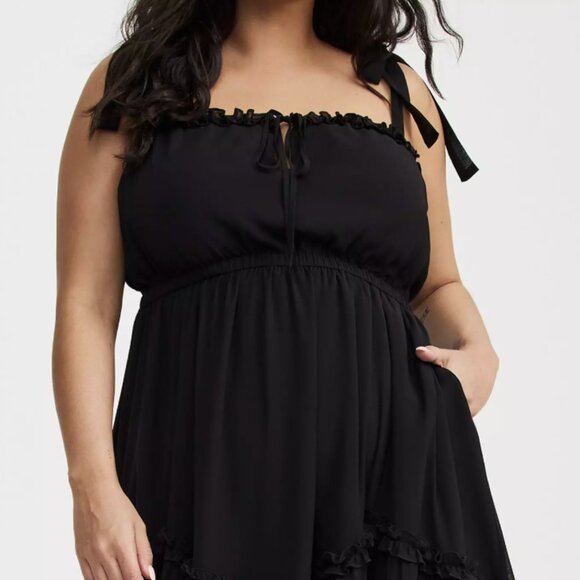 TORRID DEEP BLACK HIGH LOW TIE DETAIL DRESS 2 2X 18 20 - Picture 4 of 7